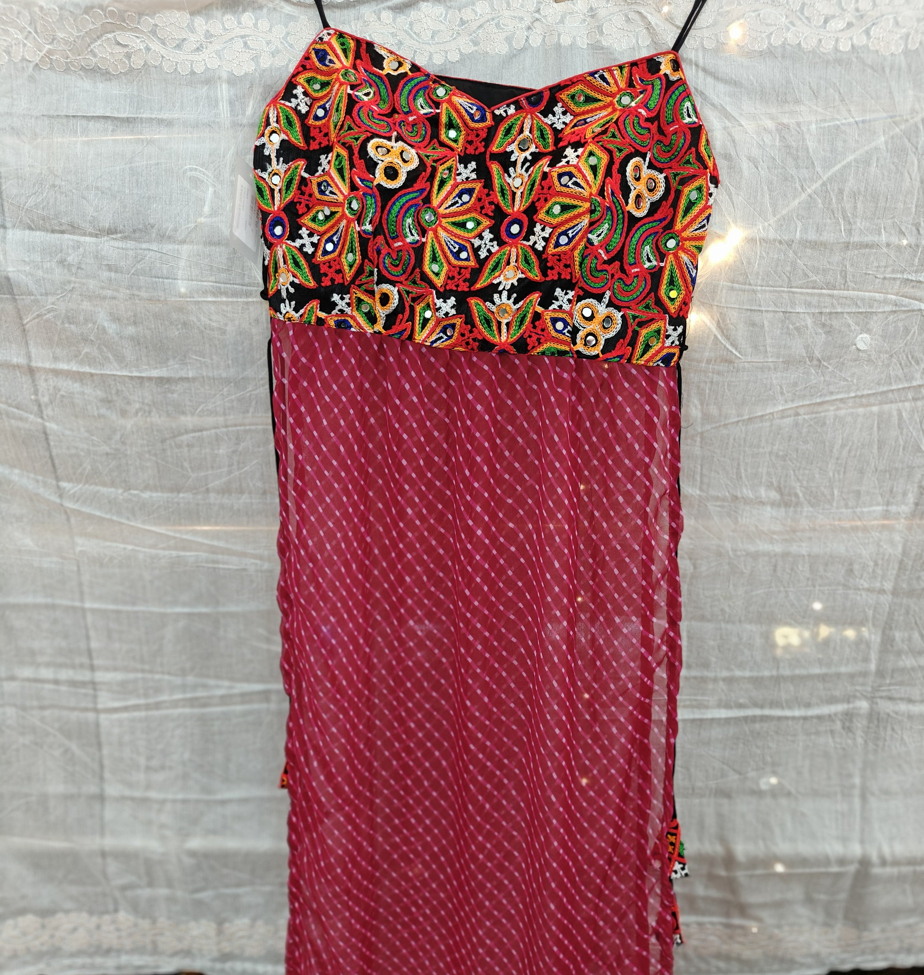 Spaghetti Kutchi Work Laheriya Kurti