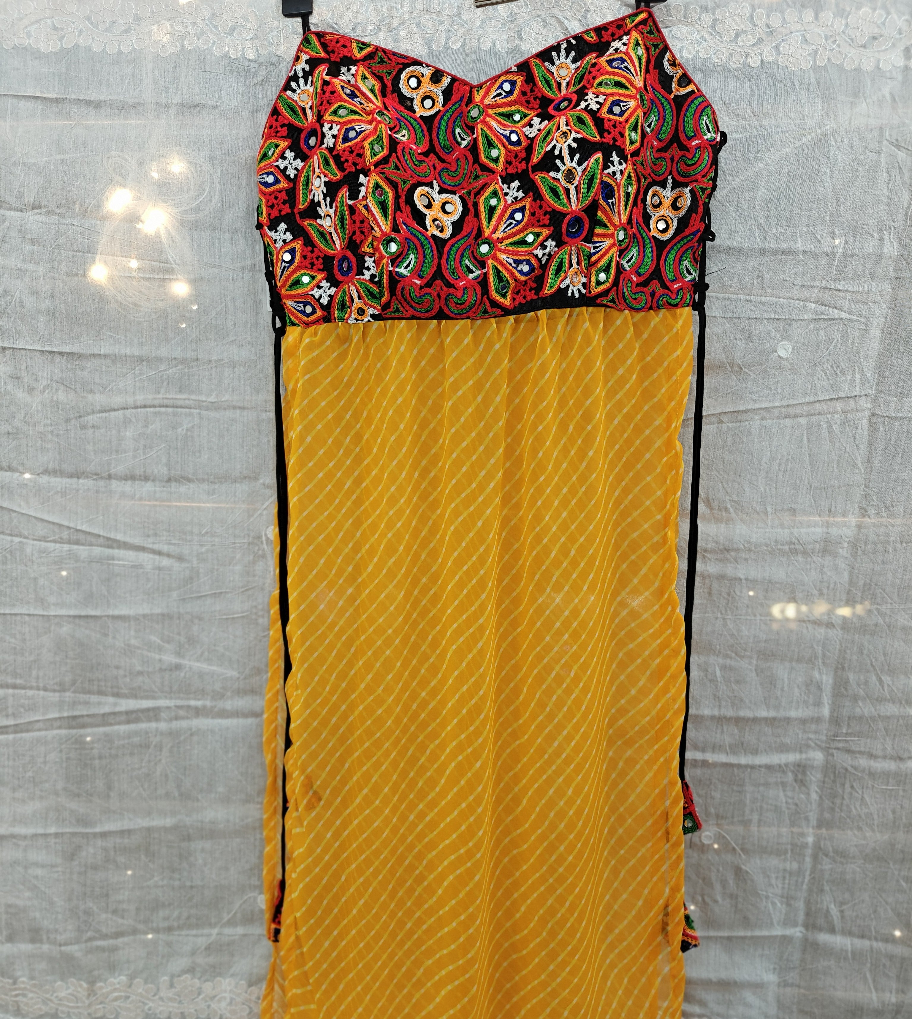 Spaghetti Kutchi Work Laheriya Kurti